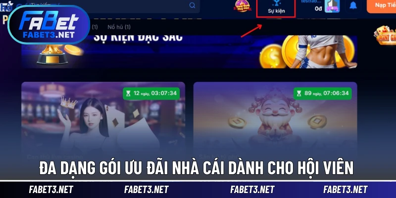 Đa dạng gói ưu đãi nhà cái dành cho hội viên